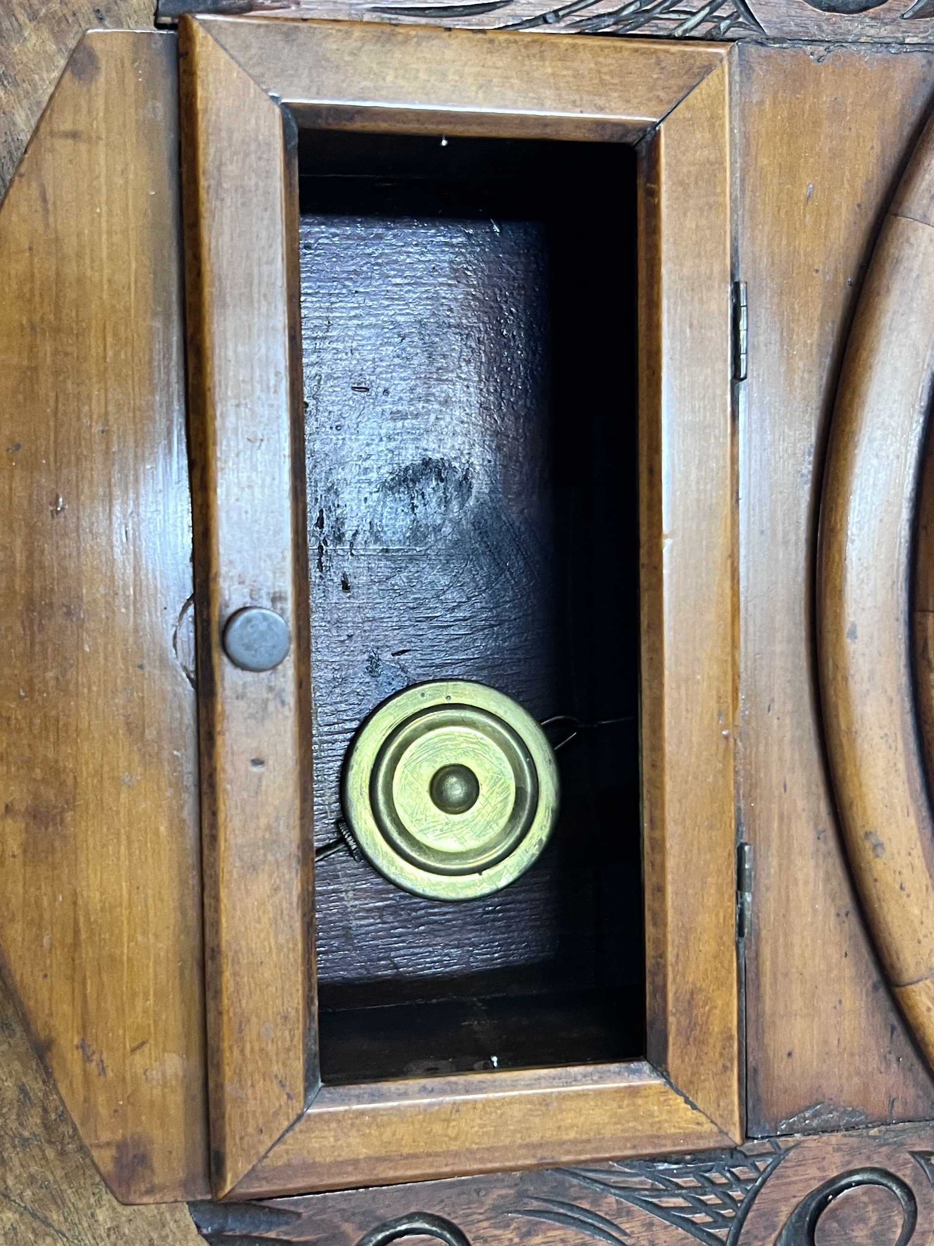 A Victorian drop dial wall clock with later movement, height 62cm